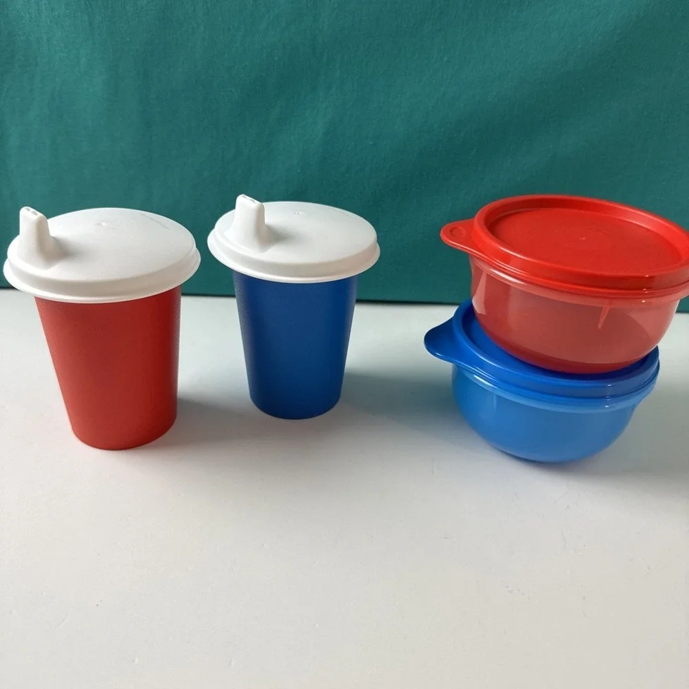 Tupperware Kids Bell Tumblers Snack To Go Set Ideal bowls Sippy Cups Dome Seals